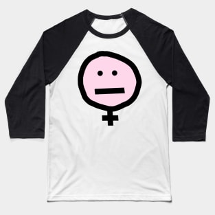 Female Pink Not Smiley Face Baseball T-Shirt